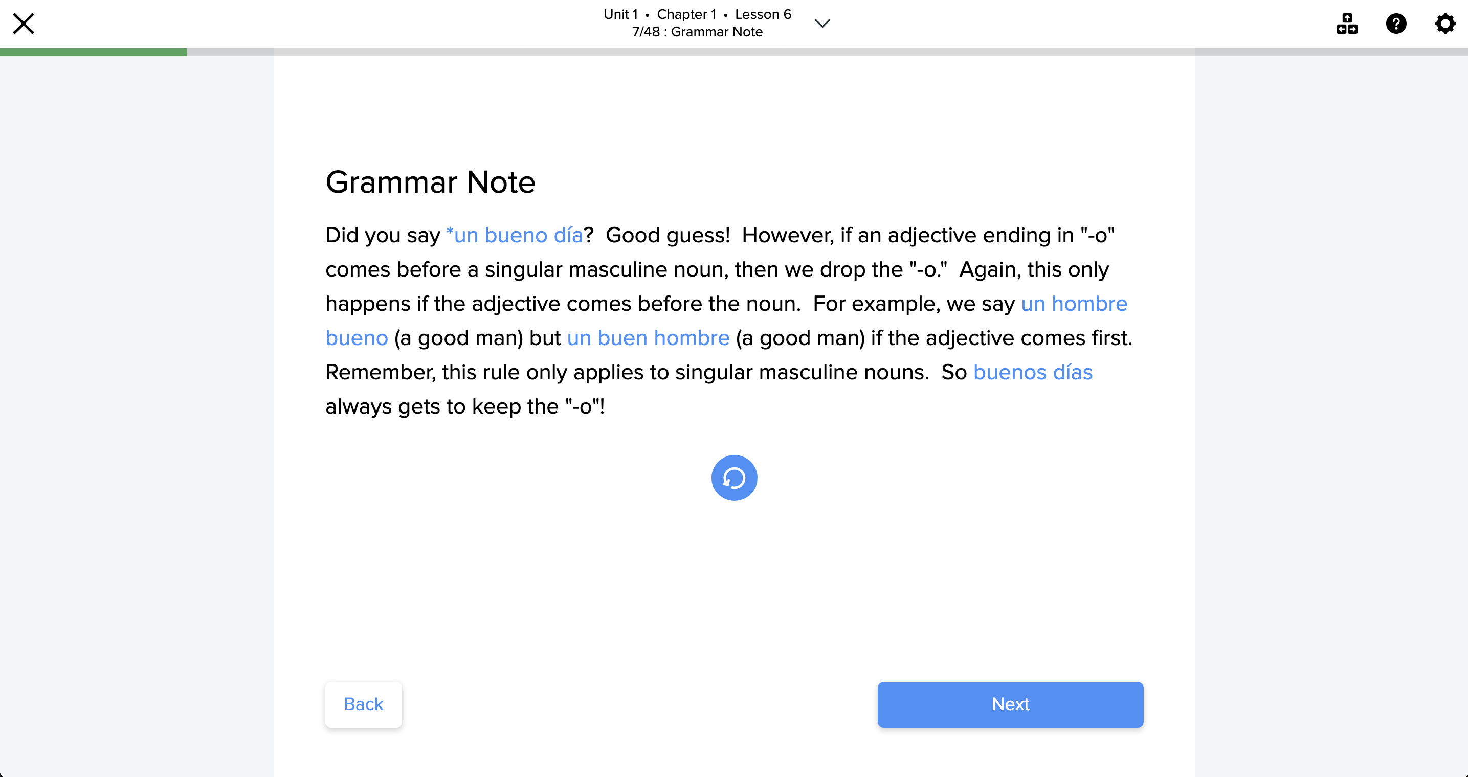 An exmaple of a grammar note