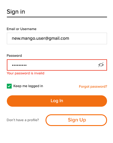 Errors password invalid. Invalid password. Invalid username. Warning Invalid password. Invalid username or password.
