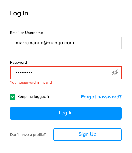 Invalid Password