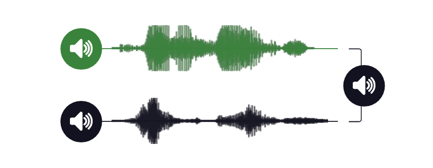 An example of a user recorded waveform below the waveform of the native speaker