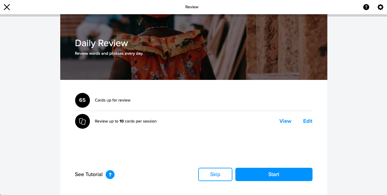 Number of Review cards displayed with an Edit button and a View button